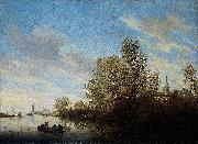 Salomon van Ruysdael River View near Deventer. oil